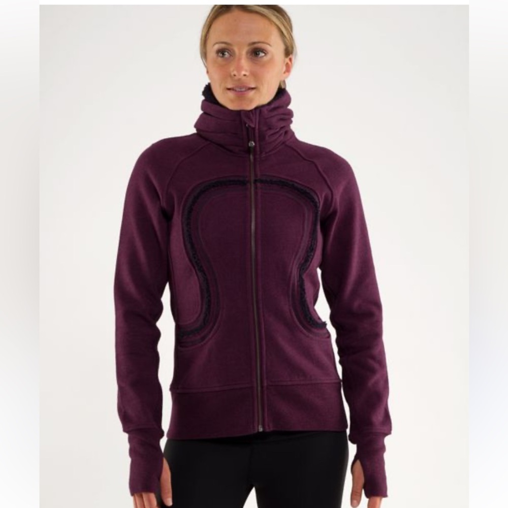 Lululemon Cuddle Up Jacket Cotton Fleece Heathered Plum Womenโs Size 4 Athletic
